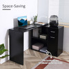 New Rotating Home Office L-Shaped Corner Desk Storage Shelves Computer Table