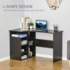 New L-Shaped Home Office Corner Computer Desk Study Table with Storage Shelf