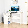 New L-Shaped Home Office Corner Computer Desk Study Table with Storage Shelf - White