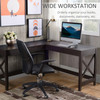 New 57' Home Office L Shaped Corner Writing Desk Table Workstation - Brown