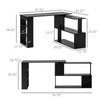 New 360° Rotating Home Office Corner Desk and Storage Shelf Combo L-Shaped Table