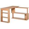 New 360° Rotating Home Office Corner Desk and Storage Shelf Combo L-Shaped Table - Maple