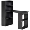 New 47' Modern Home Office Desk w/ 6-Tier Shelves, Writing Table w/ Bookshelf - Black