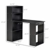 New 47' Modern Home Office Desk w/ 6-Tier Shelves, Writing Table w/ Bookshelf - Black