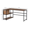 New L-Shaped Industrial Style PC Desk Table with 2 Drawers and Open Bookcase