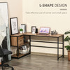 New L-Shaped Industrial Style PC Desk Table with 2 Drawers and Open Bookcase