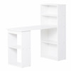 New 47' Modern Home Office Desk w/ 6-Tier Shelves, Writing Table w/ Bookshelf White