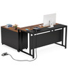 New Rustic L Shaped Computer Desk with Power Outlet, 55” Reversible Office Desk Set