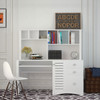 New Home Office Computer Desk with Hutch Work Study Table Storage Shelves Drawers - White