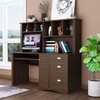 New Home Office Computer Desk with Hutch Work Study Table Storage Shelves Drawers - Walnut