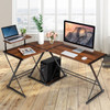 New L Shaped Desk Reversible Corner Computer Desk w/ CPU Stand Home & Office Walnut