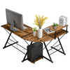 New L Shaped Desk Reversible Corner Computer Desk w/ CPU Stand for Home Rustic Brown