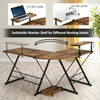 New L Shaped Desk Reversible Corner Computer Desk w/ CPU Stand for Home Rustic Brown