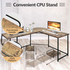 New Reversible L-Shaped Computer Desk Corner Study Table Workstation Rustic Brown