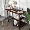 New Rolling Computer Desk Folding Writing Office Desk w/ Storage Shelves