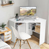 New Triangle Writing Workstation Corner Computer Desk w/ Storage Shelf - White