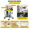 New Commercial Food Mixer, 30Qt Commercial Mixer with Timing Function, 1100W Stainless Steel Bowl Heavy Duty Electric Food Mixer Commercial with 3 Speeds Adjustable 108/199/382 RPM, Dough Hook Whisk Beater Included, Perfect for Bakery Pizzeria