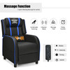 Gymax Massage Gaming Recliner Chair Racing Single Lounge Sofa Home Theater Seat Blue