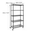 Ktaxon Commercial 5 Tier Shelf Adjustable Wire Metal Shelving Rack w/Rolling Black, 35''L x 18''W x 71''H, Capacity for 750 lbs