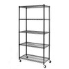 Ktaxon Commercial 5 Tier Shelf Adjustable Wire Metal Shelving Rack w/Rolling Black, 35''L x 18''W x 71''H, Capacity for 750 lbs