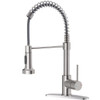 PHANCIR Kitchen Faucet with Pull Down Sprayer, Brushed Nickel Commercial Spring Kitchen Sink Faucet Single Handle Pull Out Sink Faucets with Deck Plate Suit to 1 or 3 Holes