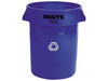 Rubbermaid Commercial 263273BE Brute Recycling Container, Round, Plastic, 32 gal, Blue