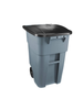 Rubbermaid Commercial Products BRUTE Roll-Out Trash Can with Lid, Square, 50 Gallon, Gray