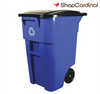 Rubbermaid Commercial Products FG9W2773BLUE BRUTE Roll-Out Recycling Container with Lid, Square, 50 Gallon, Blue