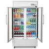 Premium Levella 16 Cubic Foot Commercial Display Refrigerator 2-Glass Door Beverage Merchandiser in Silver