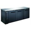 Heavy Duty Commercial Black Back Bar Cooler with 3 solid doors (27" depth 90" length)