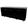 Heavy Duty Commercial Black Back Bar Cooler with 3 solid doors (24" depth 72" length)