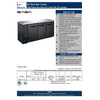 Heavy Duty Commercial Black Back Bar Cooler with 3 solid doors (24" depth 72" length)