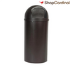 Rubbermaid Commercial Products 25 Gallon Dome Top Trash Receptacle with Hinged Door - Brown