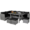 Gymax 7 PCS Rattan Patio Sectional Sofa Set Conversation Set w/ Black Cushions
