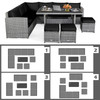Gymax 7 PCS Rattan Patio Sectional Sofa Set Conversation Set w/ Black Cushions