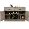 Gymax Kitchen Storage Buffet Cabinet Farmhouse Wooden Sideboard w/2 Drawer & Wine Rack