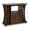 Gymax Rolling Buffet Sideboard Wooden Bar Storage Cabinet w/ Wine Rack & Glass Holder
