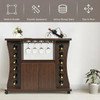 Gymax Rolling Buffet Sideboard Wooden Bar Storage Cabinet w/ Wine Rack & Glass Holder