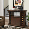 Gymax Rolling Buffet Sideboard Wooden Bar Storage Cabinet w/ Wine Rack & Glass Holder