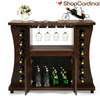 Gymax Rolling Buffet Sideboard Wooden Bar Storage Cabinet w/ Wine Rack & Glass Holder