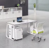 Contemporary Dual workstation office desk work table White Black Trim Custom Colors Available with drawers