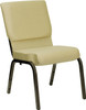 10 PACK 18 5'' Wide Beige Fabric Stacking Church Chair with Gold Vein Frame  