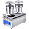 New Commercial Countertop Food Warmer W/2 Pots Soup Station Steam Kitchen 1200W  