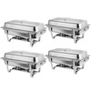 New 4 Pakcs 8 Qt Rectangular Buffet Trays Stainless Steel Chafer Chafing Dish Warmer  