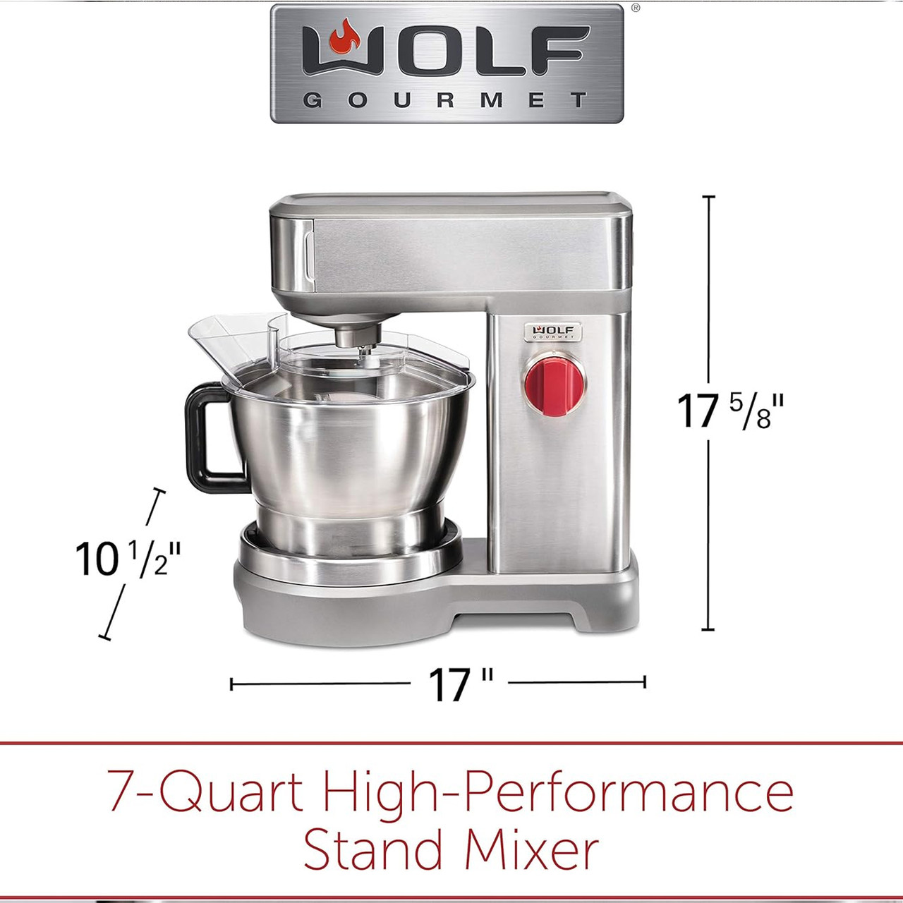 Wolf High-Performmance Stand Mixer, 7-qt, in Stainless Steel, NEW