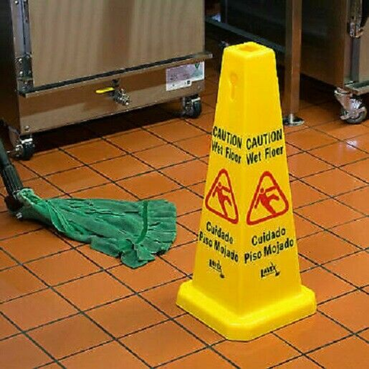 10 PACK Restaurant Caution Wet Mop Bucket Floor Yellow 27" CONE Sign Commercial 