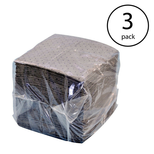 NPS SFG-70 Spilfyter Sealed poly packaging Universal 18" x 16" Sorbent Dimpled Pad, Gray (3 Pack)  