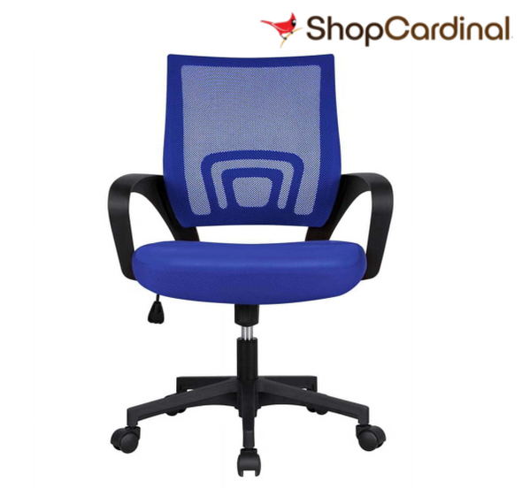 Smile Mart Adjustable Mid Back Mesh Swivel Office Chair with Armrests, Blue