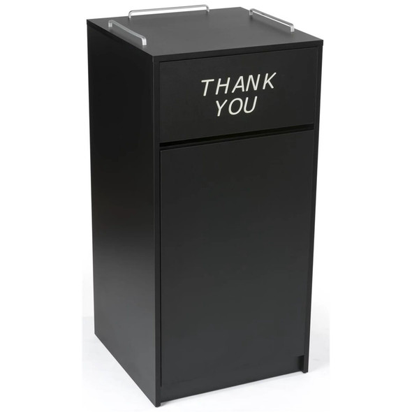 Displays2go 36 Gallon Commercial Waste Bin, Restaurant & Food Court Common Areas, Recycling & Tray Storage, Black (LCKDCHTTBK)