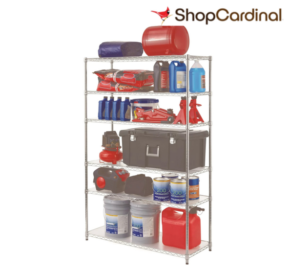 Hyper Tough Chrome Wire 6-Tier 72" H x 47.7" W x 18" D, 3600lb Total Capacity with shelf liners